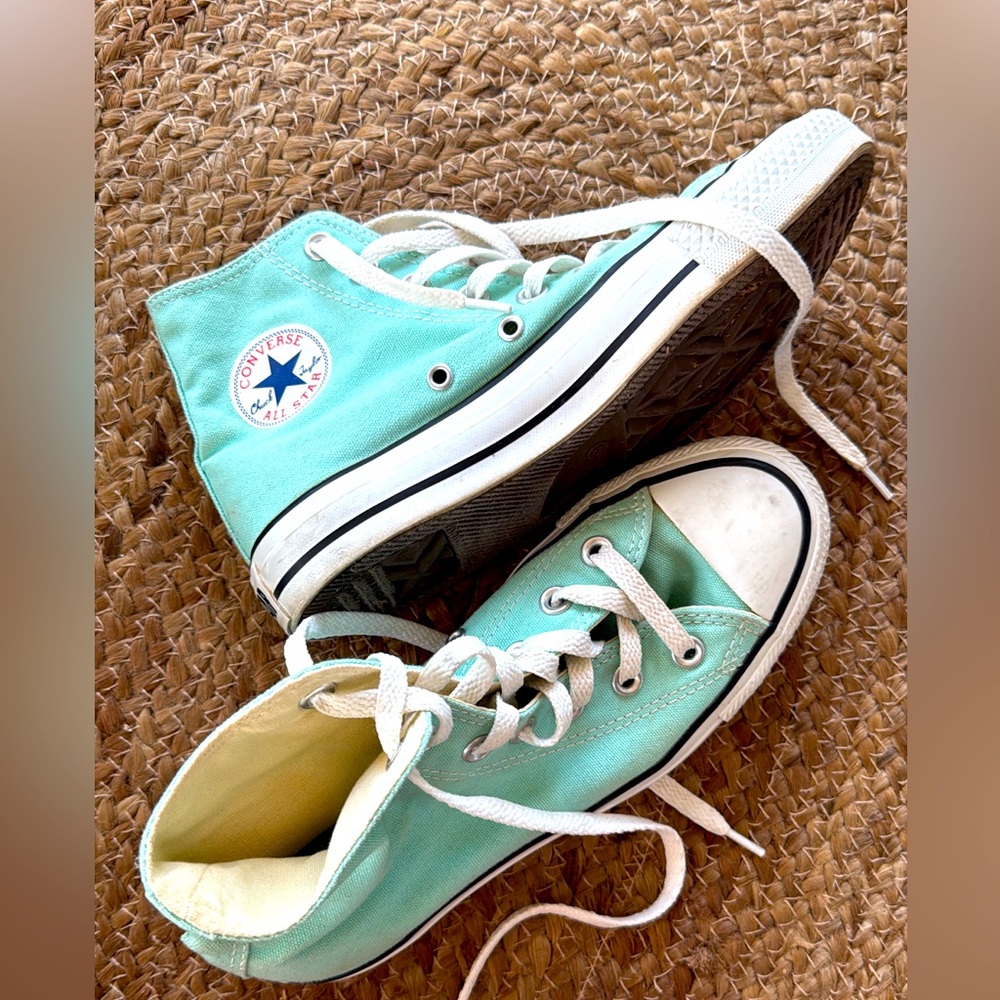 Converse High-Tops in Light Green with White Accents